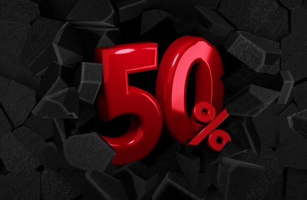 3Dレンダリングで5050％のセールブラックフライデーのアイデア