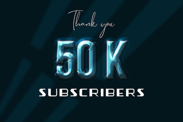50 K subscribers celebration greeting banner with plastic design