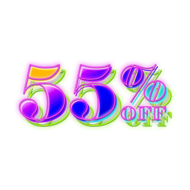 Photo 50 percent discount offers tag with retro neon design