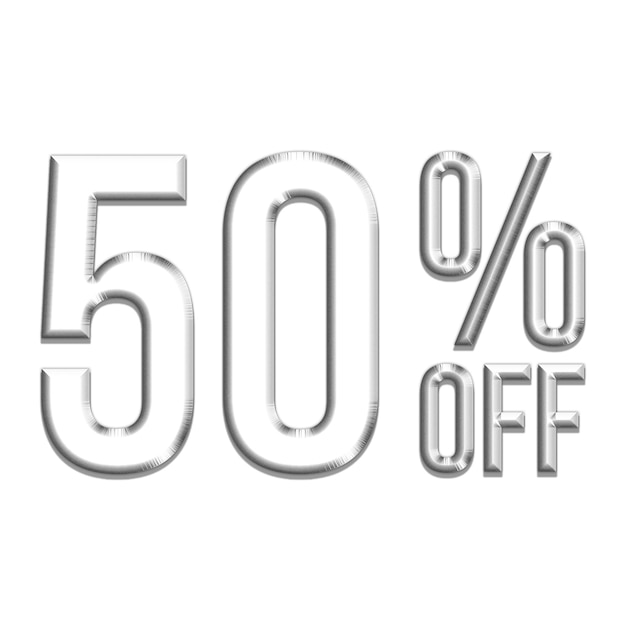 50 Percent Discount Offers Tag with Silver Style Design