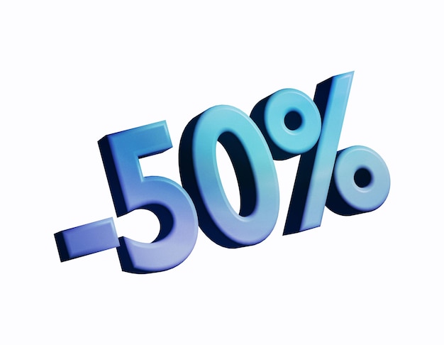 50 procent teken korting 3D-rendering
