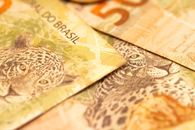 50 reais Braziliaanse echte bankbiljetten in macrofotografie