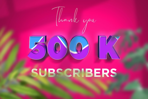 500 K subscribers celebration greeting banner with blue purple design