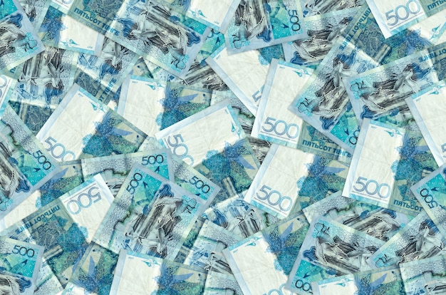 500 Kazakhstani tenge bills lies in big pile