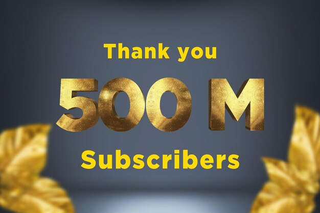 500 miljoen abonnees feestgroetbanner met gouden ontwerp