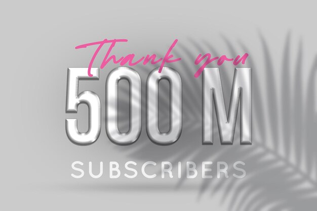 500 million subscribers celebration greeting banner with silver design