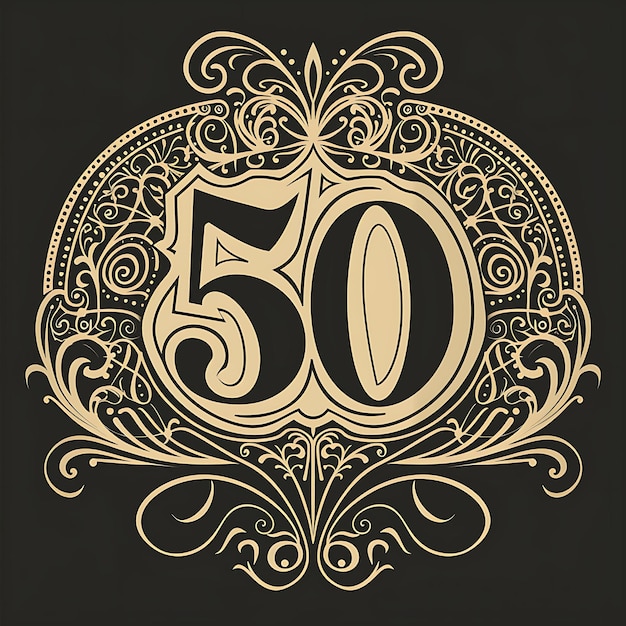 Фото Логотип 50-й годовщины с винтажным вдохновленным дизайном featuri collage простая креативная концепция дизайна