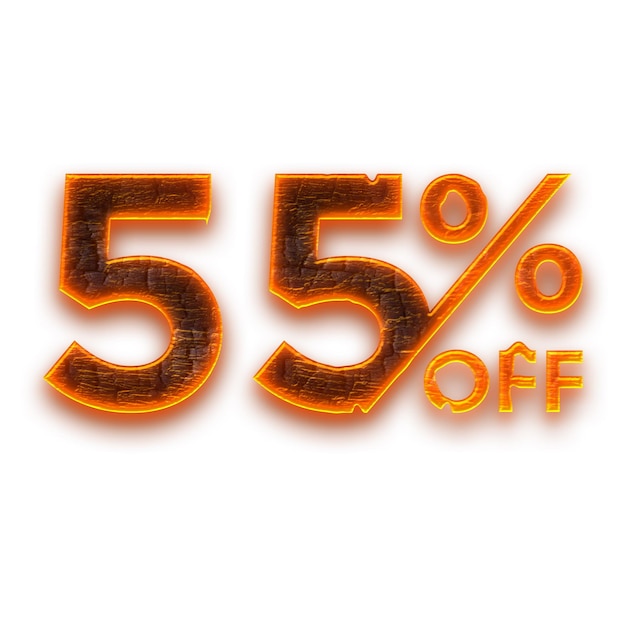 55 Percent Discount Offers Tag with Coal Fire Design