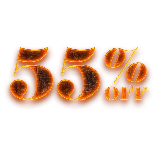 55 Percent Discount Offers Tag with Coal Fire Design