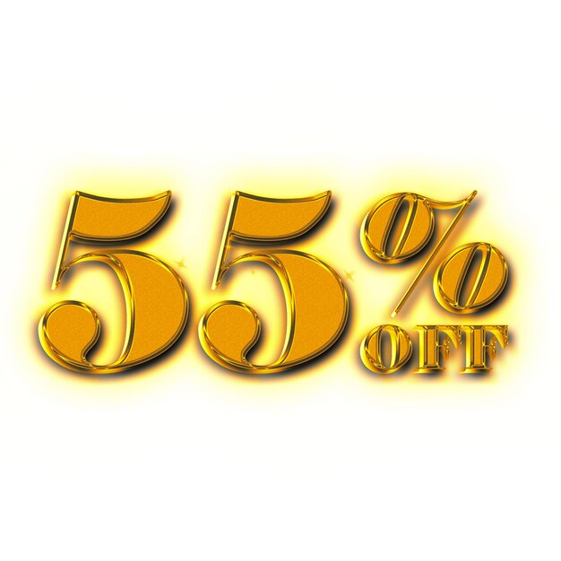55 Percent Discount Offers Tag with Golden Style Design