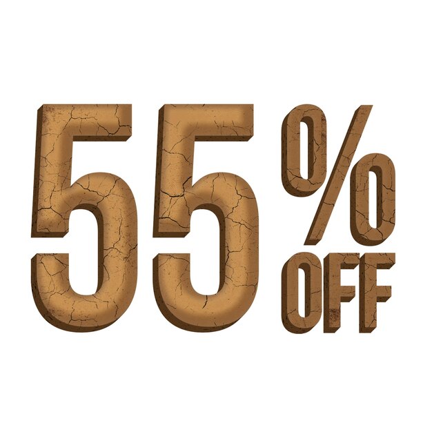 55 Percent Discount Offers Tag with Mud Style Design