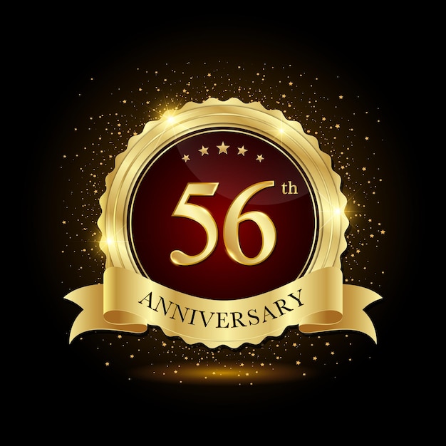 Photo 56th anniversary golden emblem design for birthday event anniversary logo anniversary template