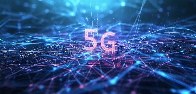 Foto tecnologia mobile dot line 5g o 6g rete di dati wireless generative ai