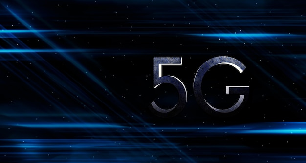 5G digital network internet fast moving light line background 5G wireless networking