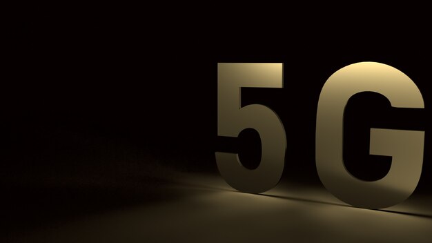 5g золото в темноте 3D-рендеринг для технологии содержания.