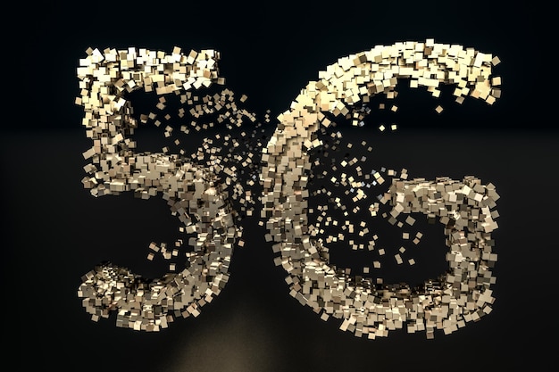 5G lettertype ontwerp 3D-rendering