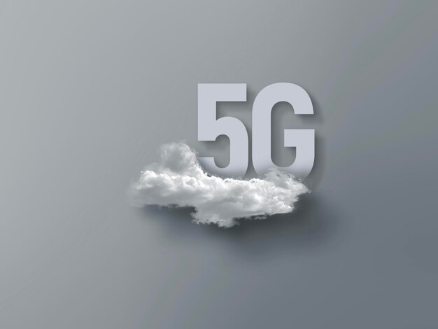 A 5g logo icon in the clouds atmosphere mobile\
communication