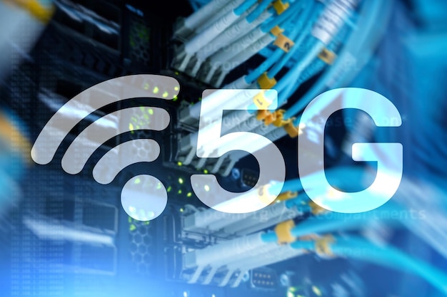 5g-netwerk 5g-internetverbindingsconcept op digitale achtergrond slim communicatienetwerkconcept