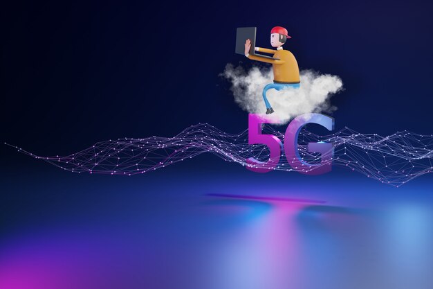 5G netwerk concept 3D-rendering