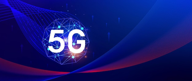 5G ネットワークコンセプト - 背景のホログラフィック・デジタル・グローブと相互接続された5G シンボル - 現代のビジネスとコミュニケーションのデジタル変革における5G 技術