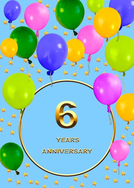 6 anniversary golden numbers on a festive background poster or card