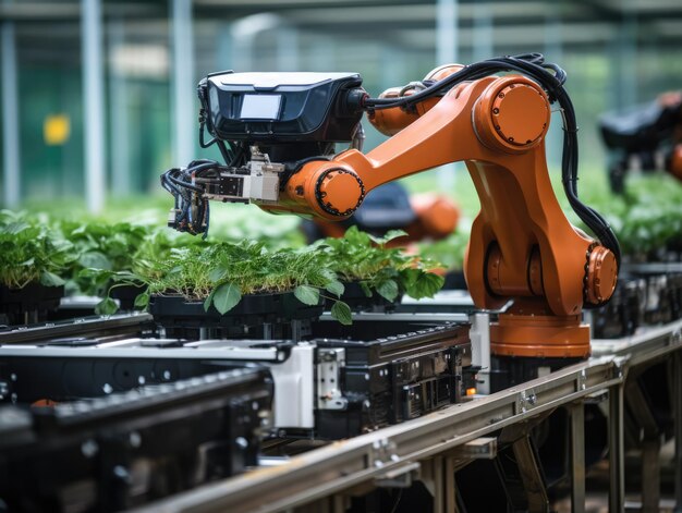 Foto armamento robot a 6 assi per il monitoraggio delle colture nel settore dell'agricoltura a tecnologia moderna
