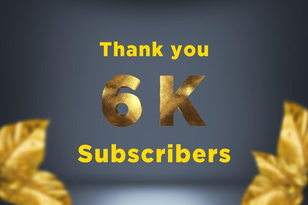 6 K subscribers celebration greeting banner with gold design