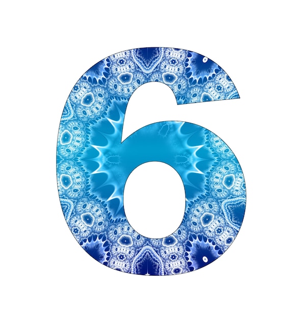 6 number with abstract design