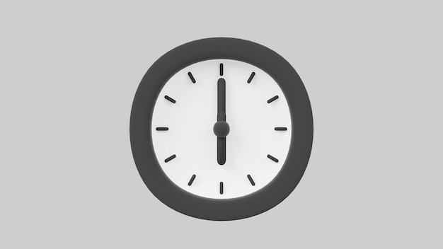 6 o'clock on white background 3D render