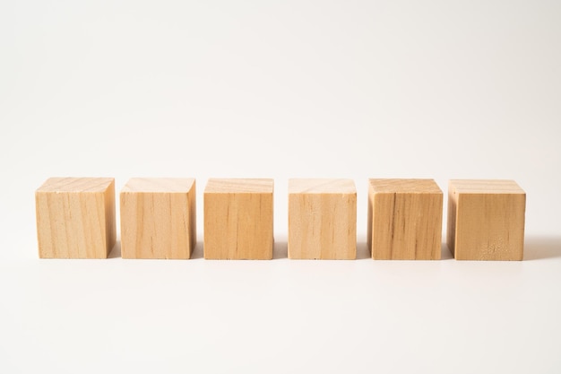 6 wood blocks on white background