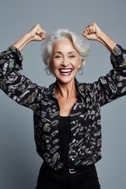60-jarige vrouw emotionele dynamische pose