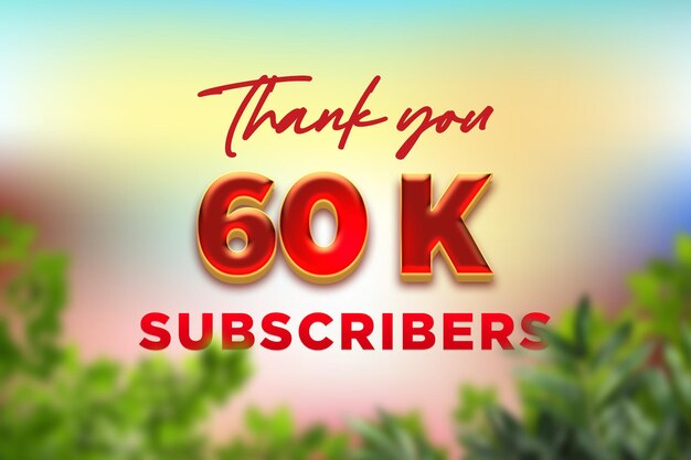 60 K subscribers celebration greeting banner with fruity red candy design