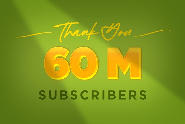 60 Million subscribers celebration greeting banner with Yellow design