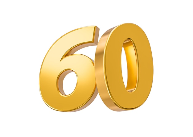 Foto 60 di sconto in vendita percentuale d'oro isolata su sfondo bianco celebrazione del 60° anniversario 3d golden