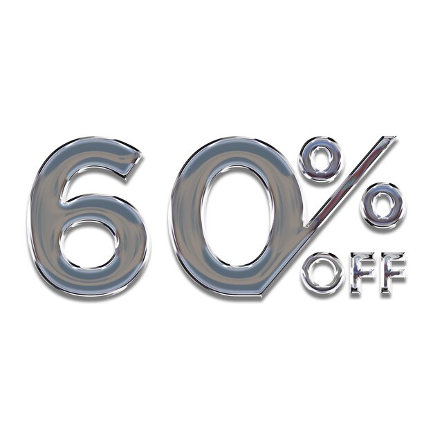 60 Percent Discount Offers Tag with Chrome Style Design