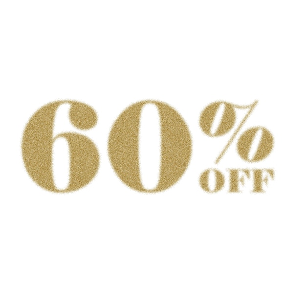 60 Percent Discount Offers Tag with Gold Dust Style Design