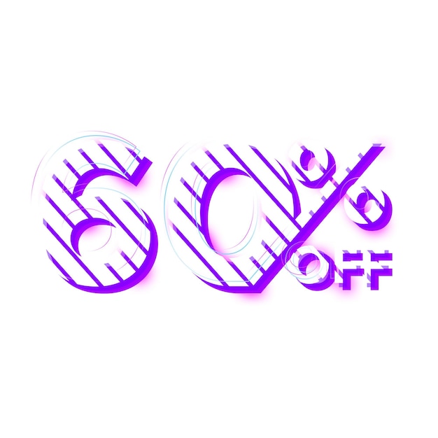Photo 60 percent discount offers tag with purple stripe design