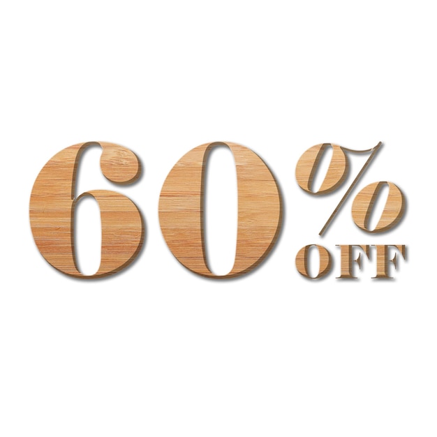 60 Percent Discount Offers Tag with Wood Style Design