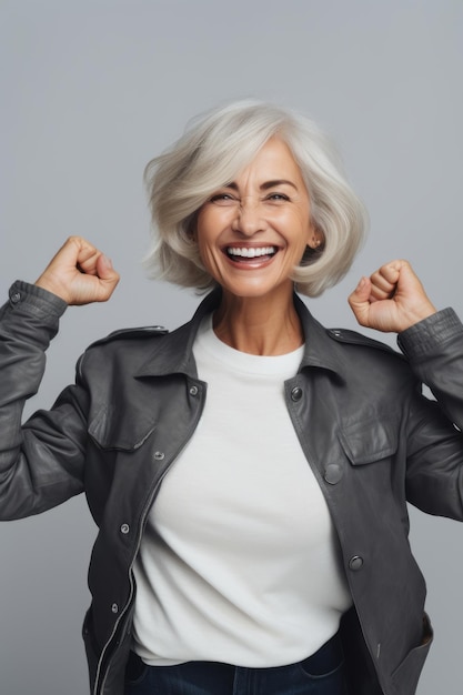 60 year old woman emotional dynamic pose