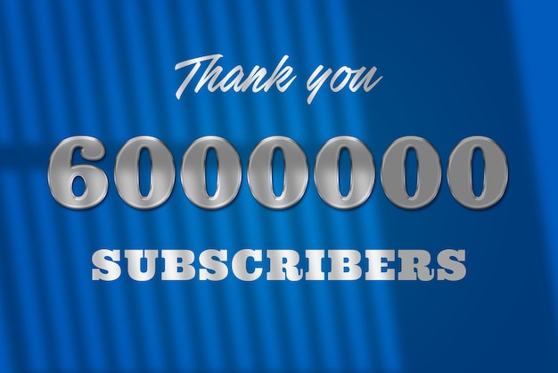 6000000 subscribers celebration greeting banner with glass design