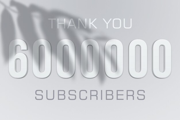 6000000 subscribers celebration greeting banner with minimal design