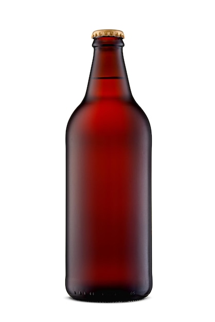 Foto bottiglia da 600 ml di birra ipa rosso scuro forte senza etichetta per mockup isolato su sfondo bianco