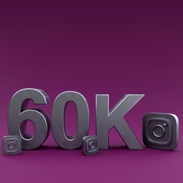 60k Instagram volgers illustratie 3D Render social media design