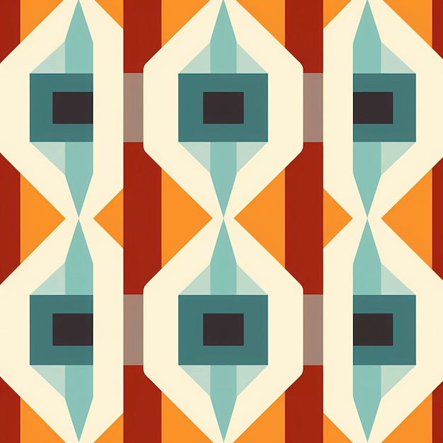 Photo 60s and 70s mid century pattern generative ai