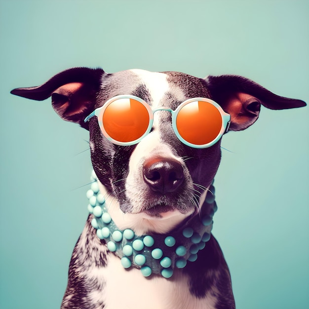 60s hipster fashion dog illustration trendy and funny art