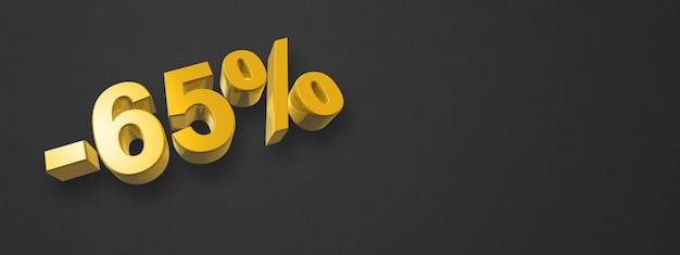 65 off discount offer 3D illustration isolated on black Horizontal banner