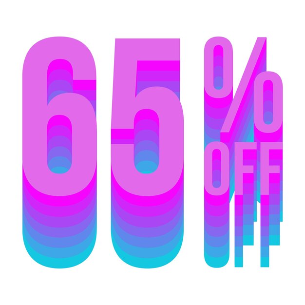 65 Percent Discount Offers Tag with Multi Color Style Design