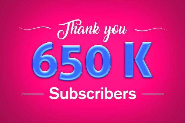 650 K subscribers celebration greeting banner with blue glosse design