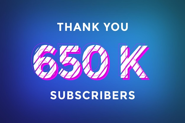 650 K subscribers celebration greeting banner with stripe design