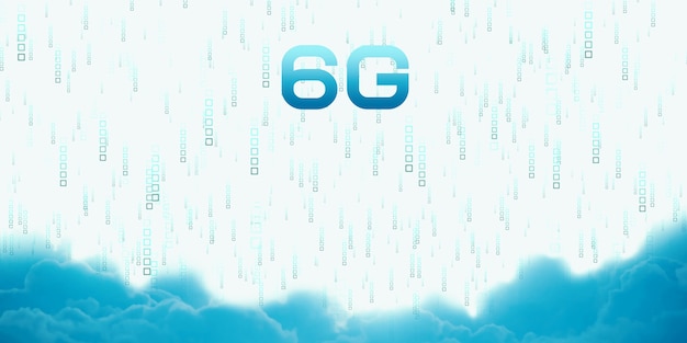 6g-technologienetwerk, mobiel internet met hoge snelheid concept van communicatie en transmissie